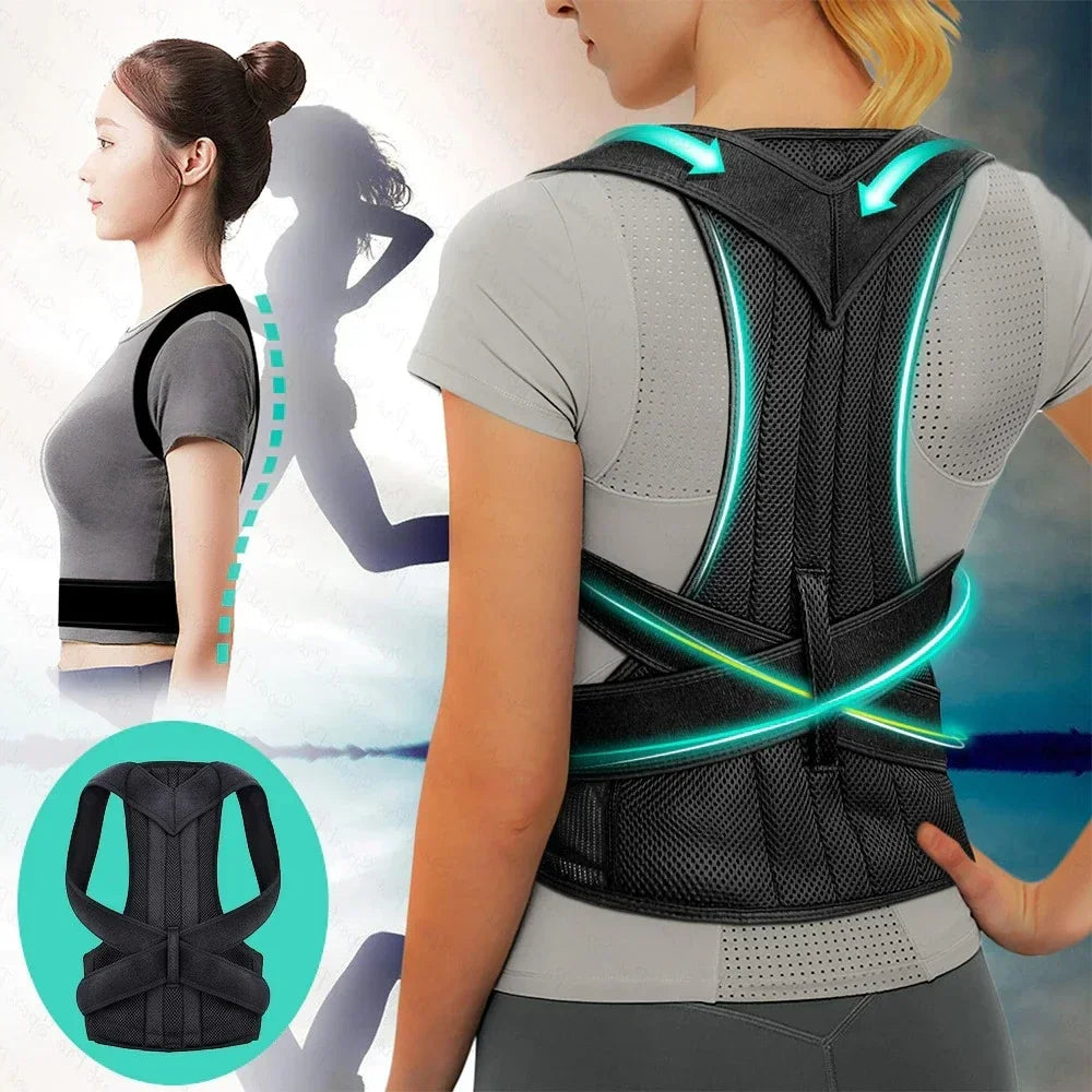 Achieve Posture with Adjustable, Breathable Polyester Posture Corrector - Universal Fit for Pain Rel